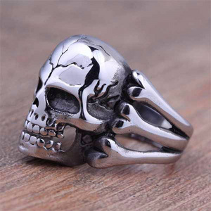 silver skull ring stylish popular design