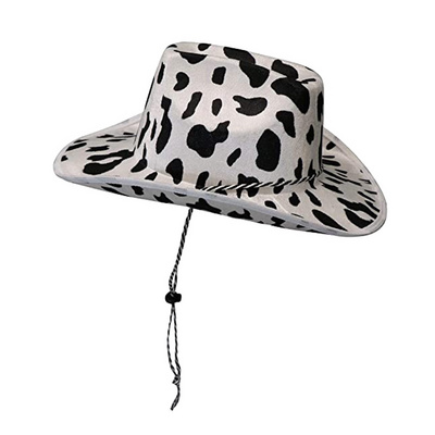 Milk Print Cowboy Hat Western Cowboy Hat Cow Pattern Double Fleece Shaped Cowgirl Hat