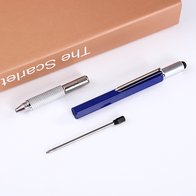 Promotional Custom Logo 5 in 1 Multi Functional Tool Tech Ballpoint Pen Spirit Level Screwdriver Ballpoint Pen