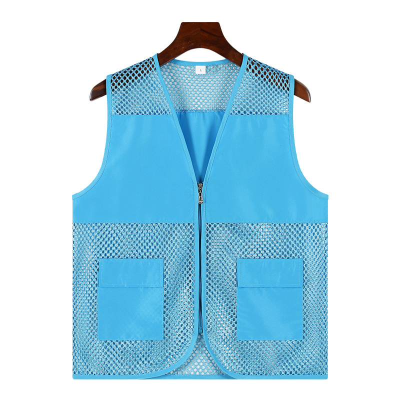 Cheap Safety Vest Fishing Vest Custom Work Uniform Vests Light Blue Color Men Women Unisex