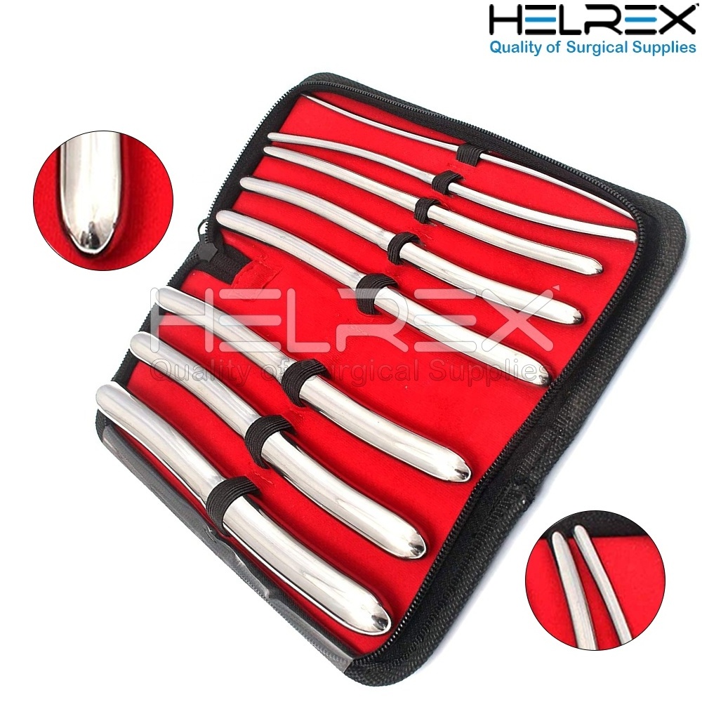 Wholsale Hegar Sounds Dilator set of 8pcs Gyne Instruments Urethral Uterine Sounds Surgical with case By Helrex