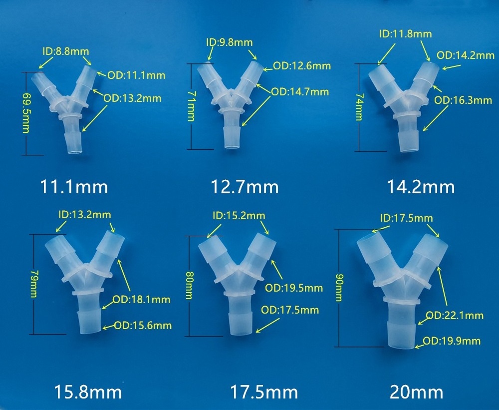 1.6~20mm Plastic 3 way Y piece hose joiner joint Y type barbed tubing connector with barb end