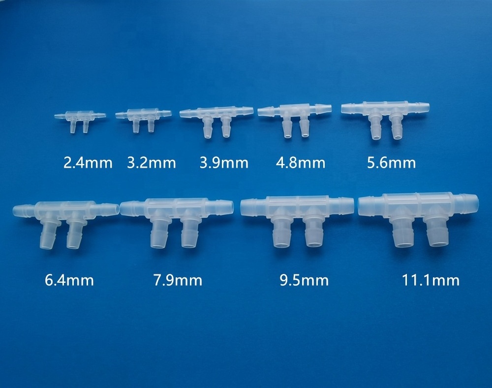 1.6mm to 11.1mm Plastic Aquarium barbed Vacuum air Valve hose Tee 4 way Tubing Connector fitting