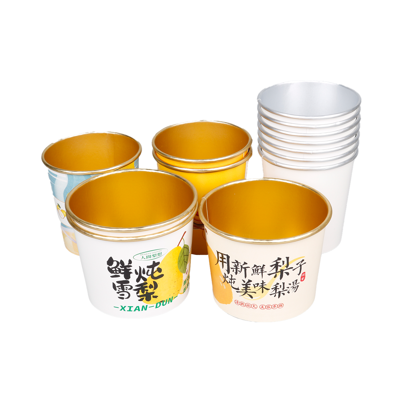 OEM Paper Soup Bowl with Gold Foil Paper Cup Gold Foil Aluminium Foil Paper Plates Bowls