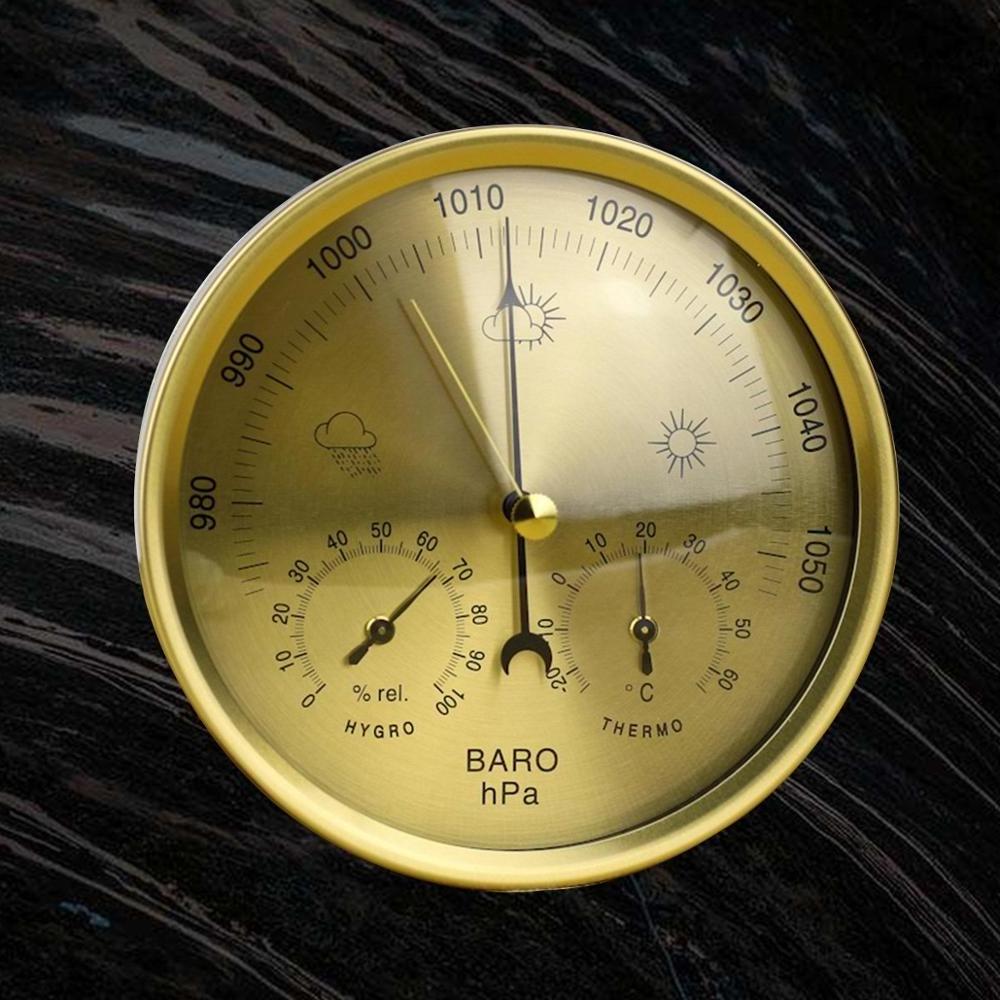 Gelsonlab HSGC-049  128mm Aluminium 3 in 1 Barometer Weather Station Precision Aneroid Barometer Thermometer Hygrometer