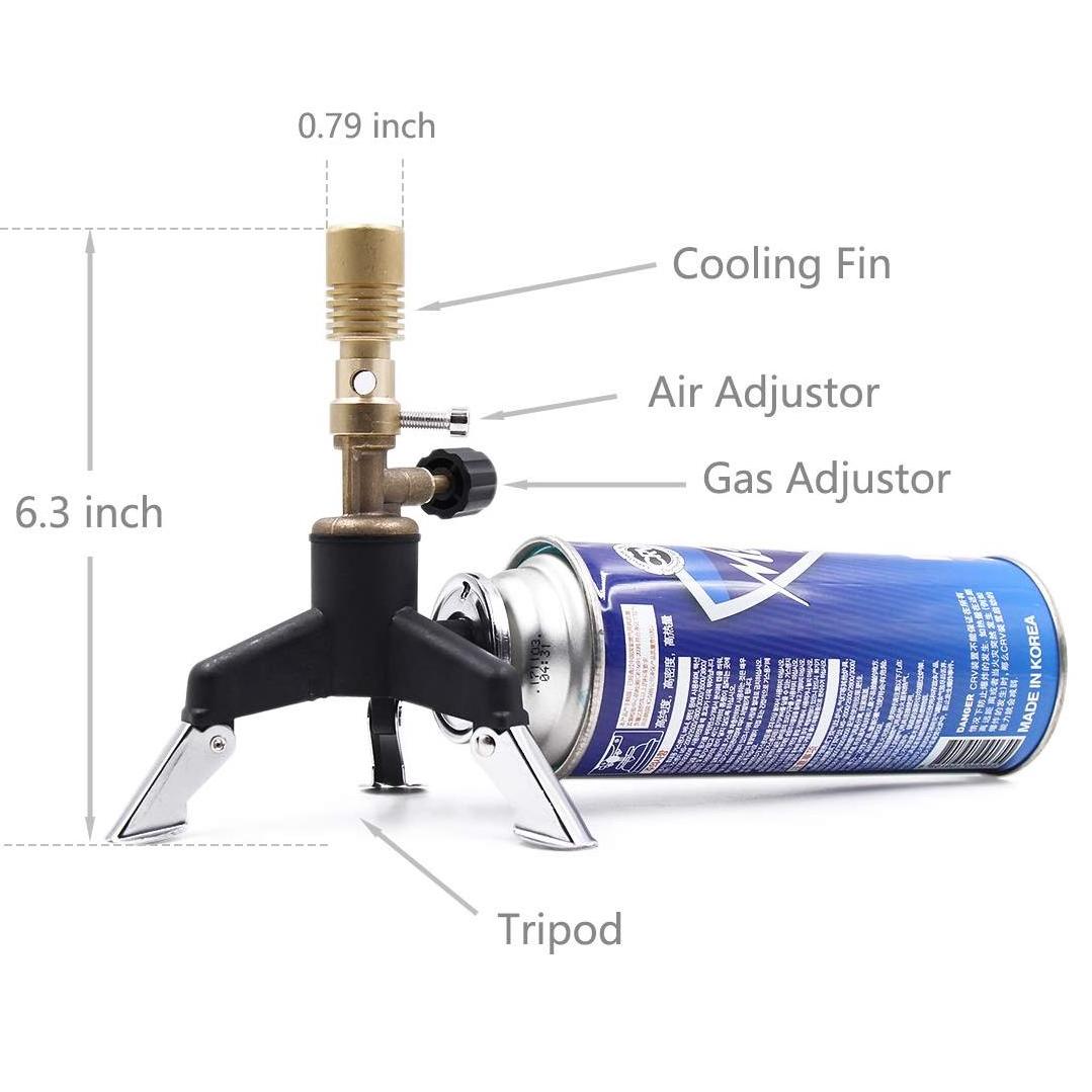 Gelsonlab HSG-285 Brass Lab Premium Bunsen Burner Designed for Butane Canister with Gas and Air Adjustment