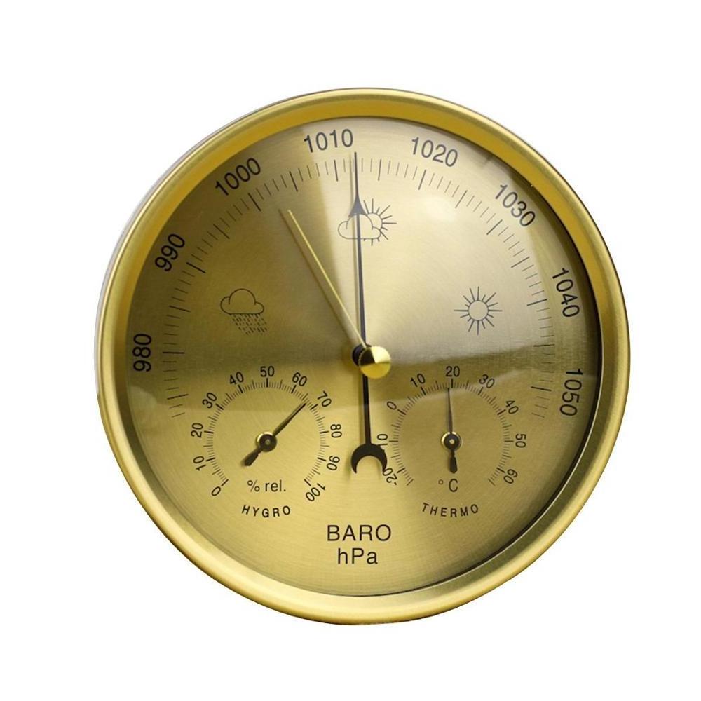 Gelsonlab HSGC-049  128mm Aluminium 3 in 1 Barometer Weather Station Precision Aneroid Barometer Thermometer Hygrometer