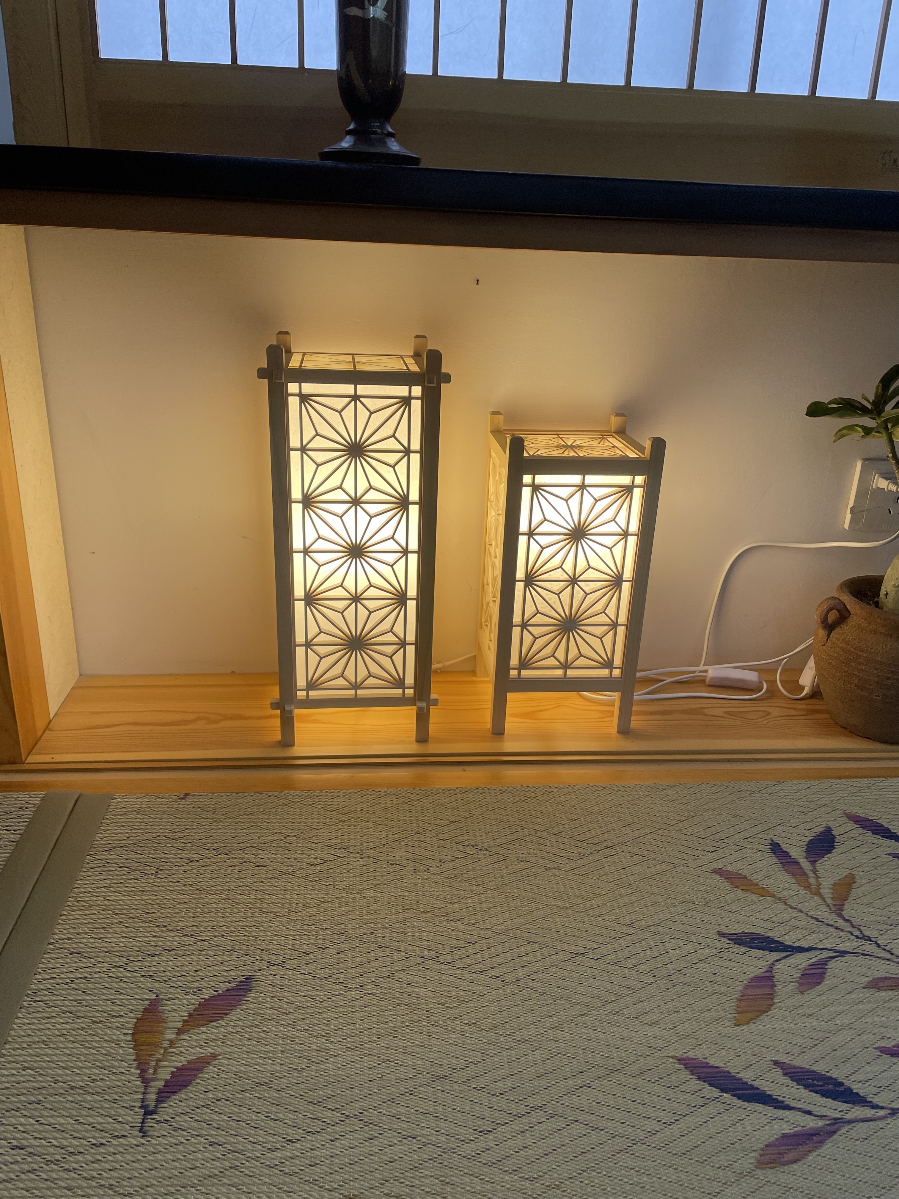 japanese wooden craft table lamp