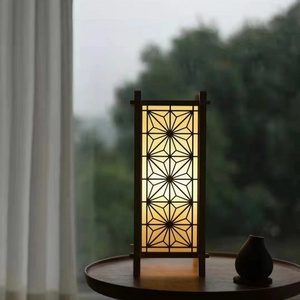 japanese wooden craft table lamp