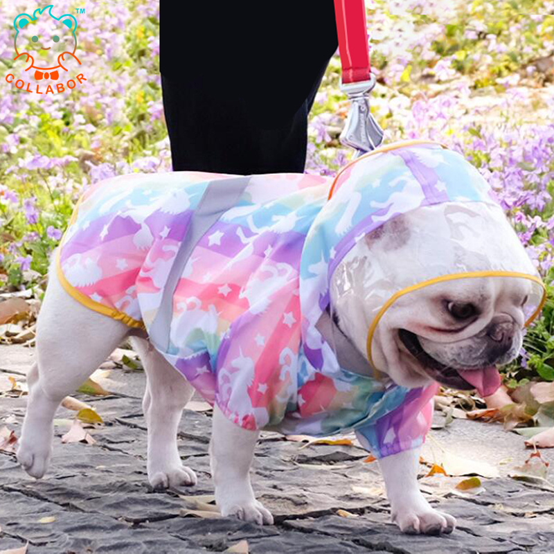 COLLABOR French Bulldog Clothes Sun Protection Hoodie Rain Coat Dog Summer Dog Rain Coat Waterproof Pet Clothing