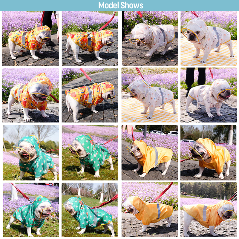 COLLABOR French Bulldog Windproof Pet Raincoat Clothing Dog Clothes Waterproof Breathable Dog Jacket Coat