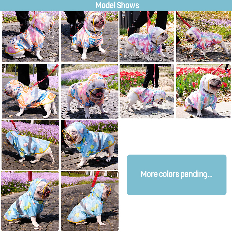 COLLABOR French Bulldog Windproof Pet Raincoat Clothing Dog Clothes Waterproof Breathable Dog Jacket Coat