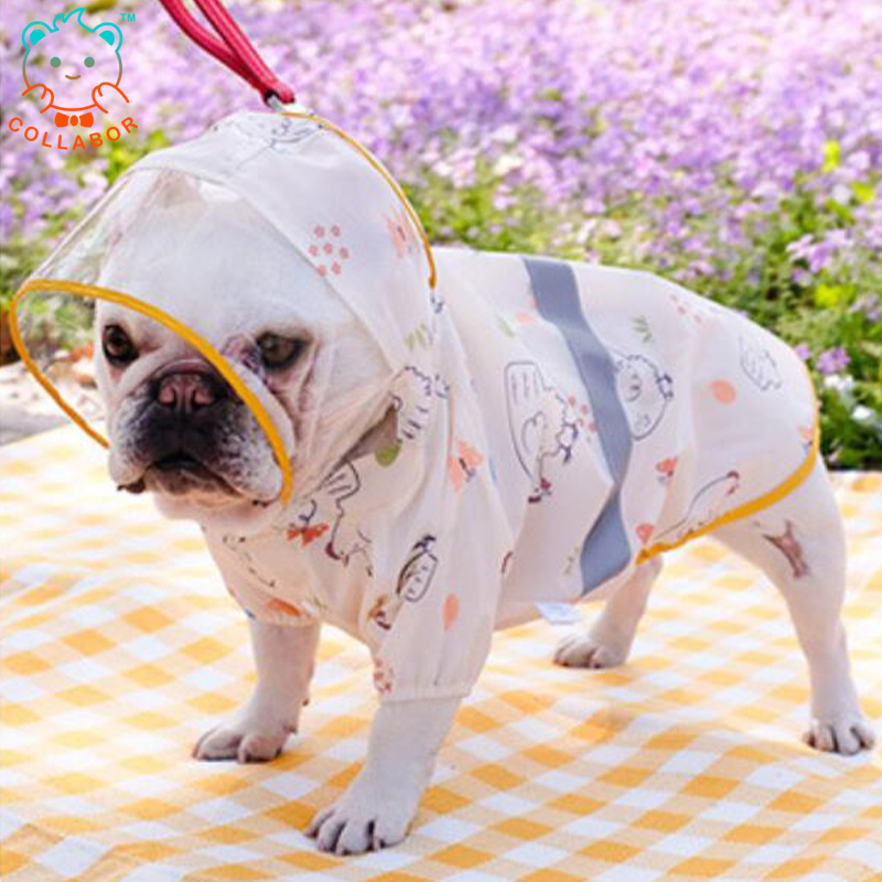 COLLABOR French Bulldog Pet Large Dog Raincoat Waterproof Clothes For Big Dogs Jumpsuit Rain Coat