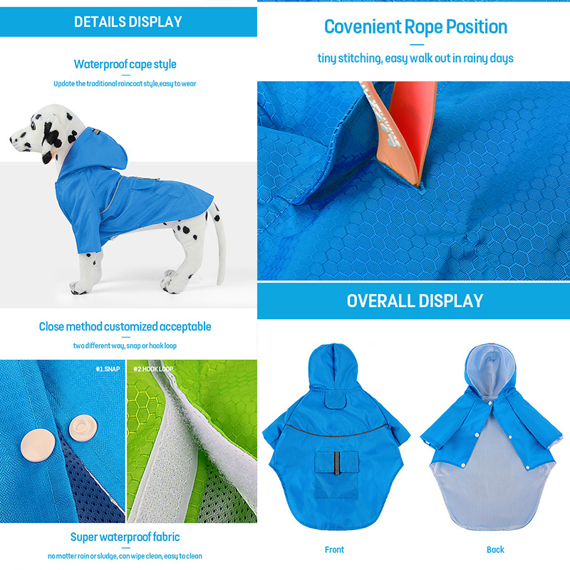 COLLABOR Hot Pattern High Quality Waterproof Dog Umbrella Rain Coat Jacket For Pet Dog Clothes Raincoat