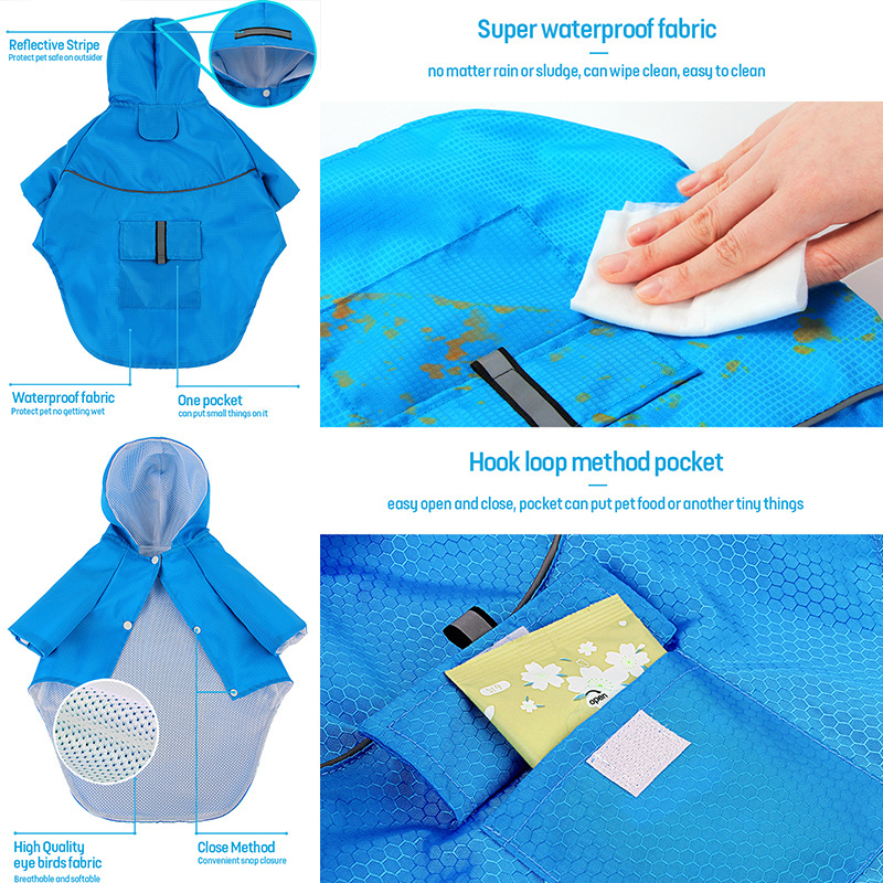 COLLABOR Hot Pattern High Quality Waterproof Dog Umbrella Rain Coat Jacket For Pet Dog Clothes Raincoat