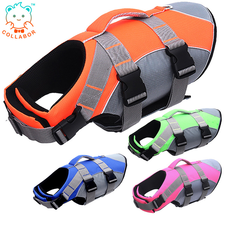 COLLABOR Hot selling Dog Life Jacket Adjustable Reflective Safety Pet Swimming Vest with Handle For All Size Dogs