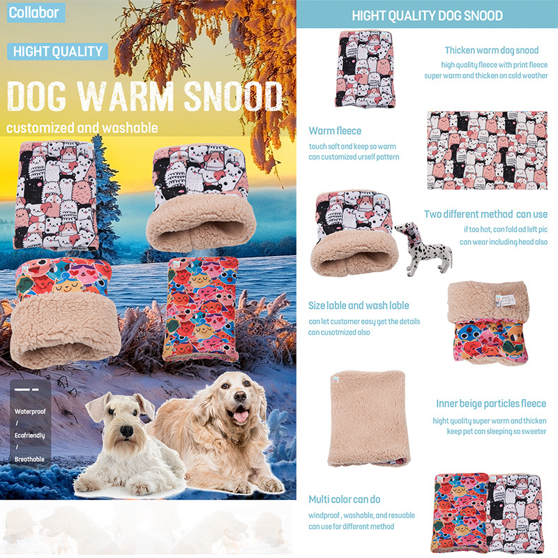 COLLABOR Havana Dog Winter Wholesale Pet Snood Custom Promotional Fleece Warm Dog Mat Warmer Neck Dog Snood