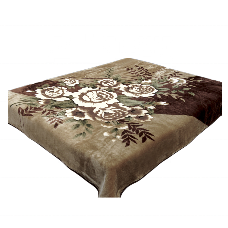 High Quality super soft throw custom Korean Printing Flower Polyester raschel blanket