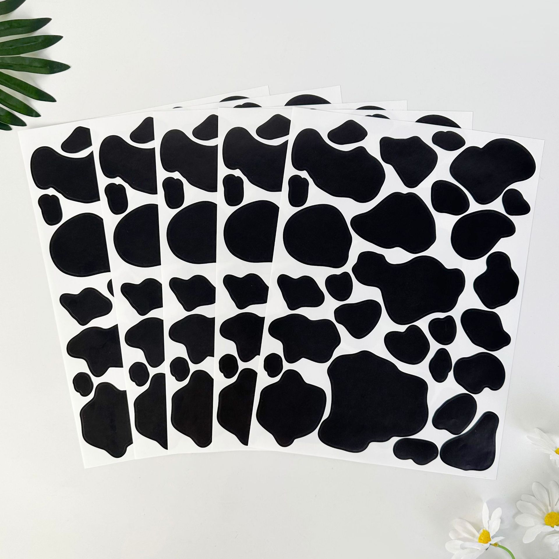 Cow Print Stickers Black Waterproof Animal Stickers for Cow Themed Bathroom Self-Adhesive Wall Decals Vinyl Print wall stickers