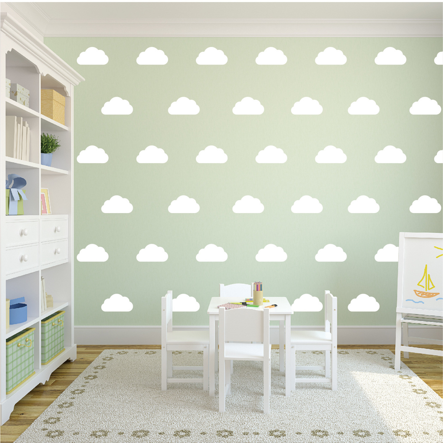 White Clouds Removable Vinyl Wall sticker Decals DIY Wall Sticker Art Wallpaper Stickers for Nursery bedroom kids Living Room