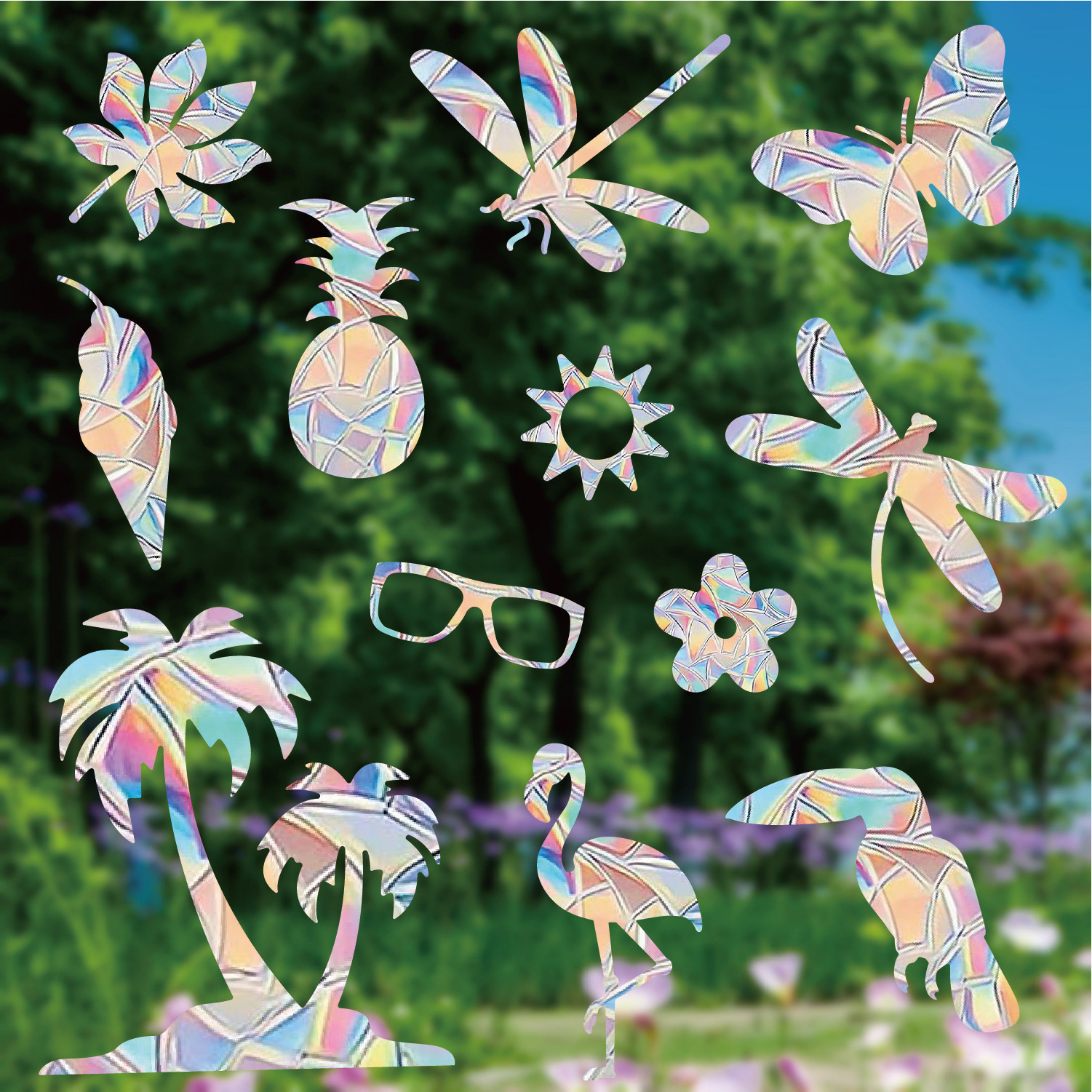 Christmas Snow suncatcher stickers for windows PVC Static Cling 3D Window Decals Stickers Rainbow Window Film Xmas Decorations