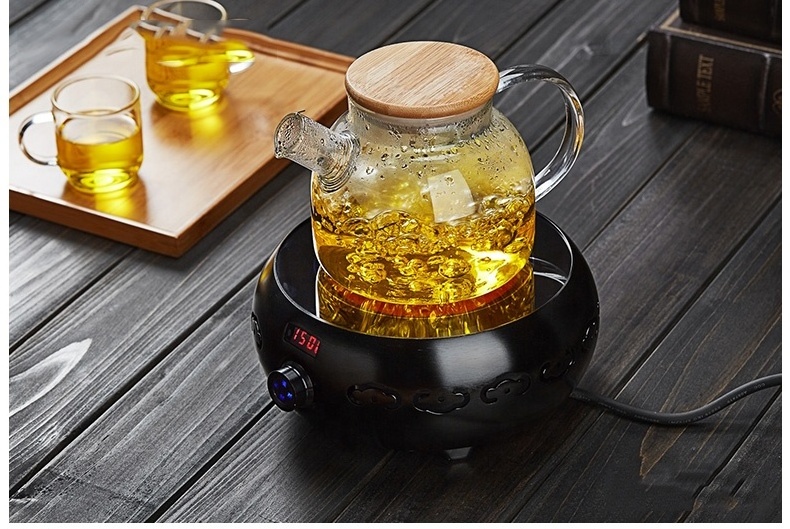 1000ML High Quality Transparent Clear Borosilicate Glass Teapot With Bamboo Lid