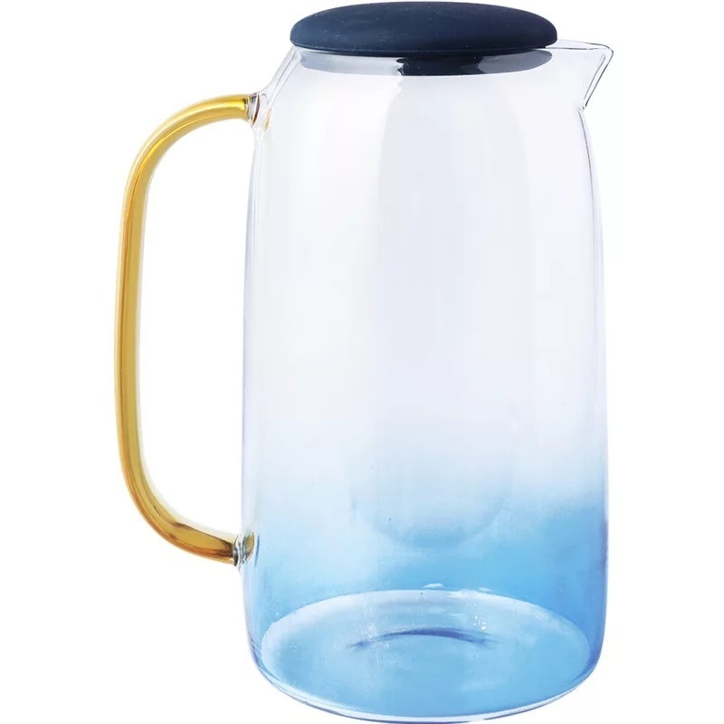 1550ml Borosilicate Glassware Drinking Pitcher Jug with Silicone Lid and Glass Handle with Cups