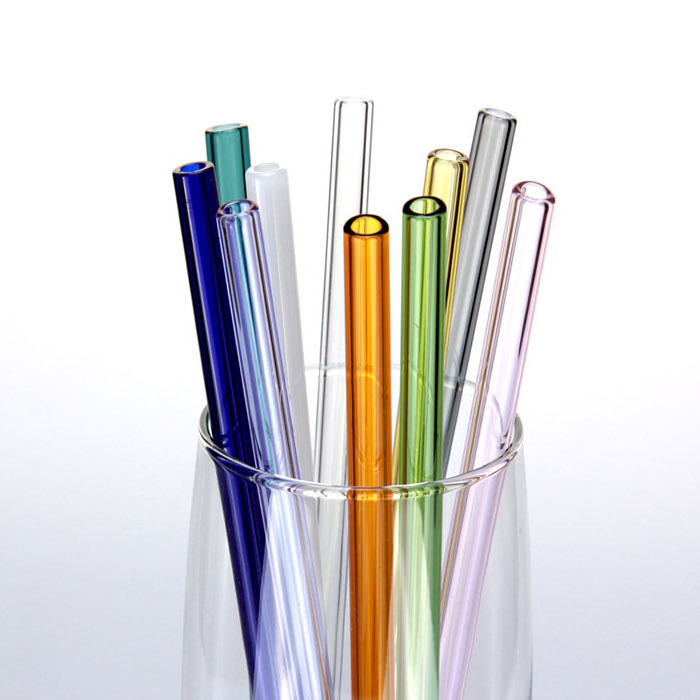 10.5ich Colorful Heat resistant Borosilicate Glass Straw Reusable Eco-Friendly Glass Straws