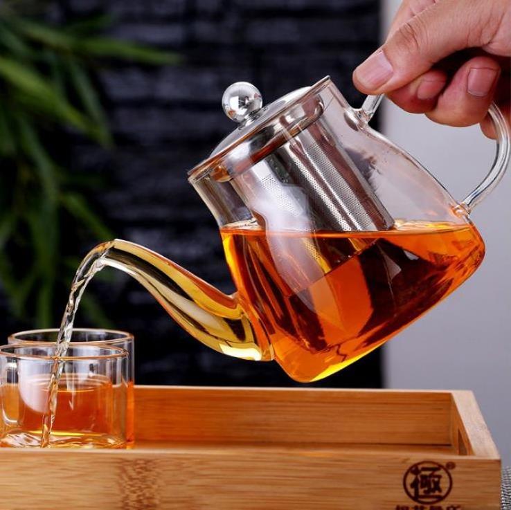 Food Grade Hot Sales Clear Borosilicate Small Heat Resistant Glass Teapot with Stainless Steel Tea Strainer