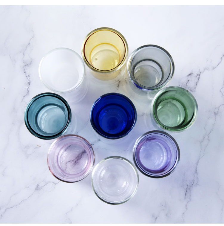 Colorful double wall glass coffee cup thick cups with color gallon mugs coffee and tea glass cup