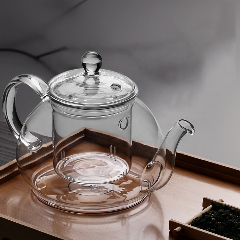 Handmade Borosilicate Glass Teapot Kettle With Infuser Set - Stovetop Warmer Tea Pot With Glass Strainer