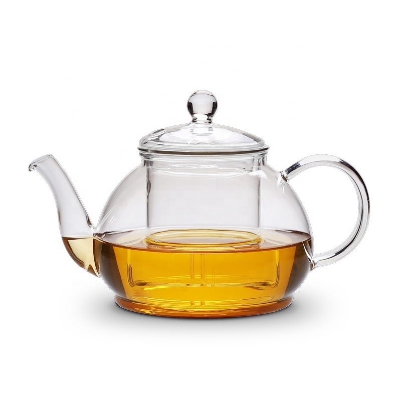 Handmade Borosilicate Glass Teapot Kettle With Infuser Set - Stovetop Warmer Tea Pot With Glass Strainer