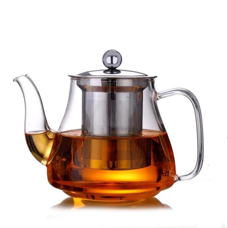 Food Grade Hot Sales Clear Borosilicate Small Heat Resistant Glass Teapot with Stainless Steel Tea Strainer