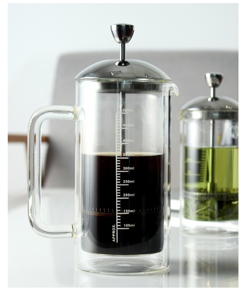 Double Wall Glass French Press Pot Insulated Glass Tea Coffee Maker