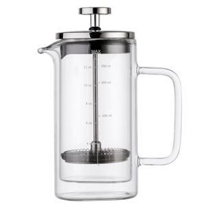 French Press Coffee Maker Tea Pot Double Wall Borosilicate Glass 304 Stainless Steel Filter Clear Coffee Press 2 Cups