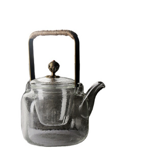 600ML Brewing Loose Leaf Design Teapot Glass Tea Pot With Infuser and Copper Material Handle for Healthy