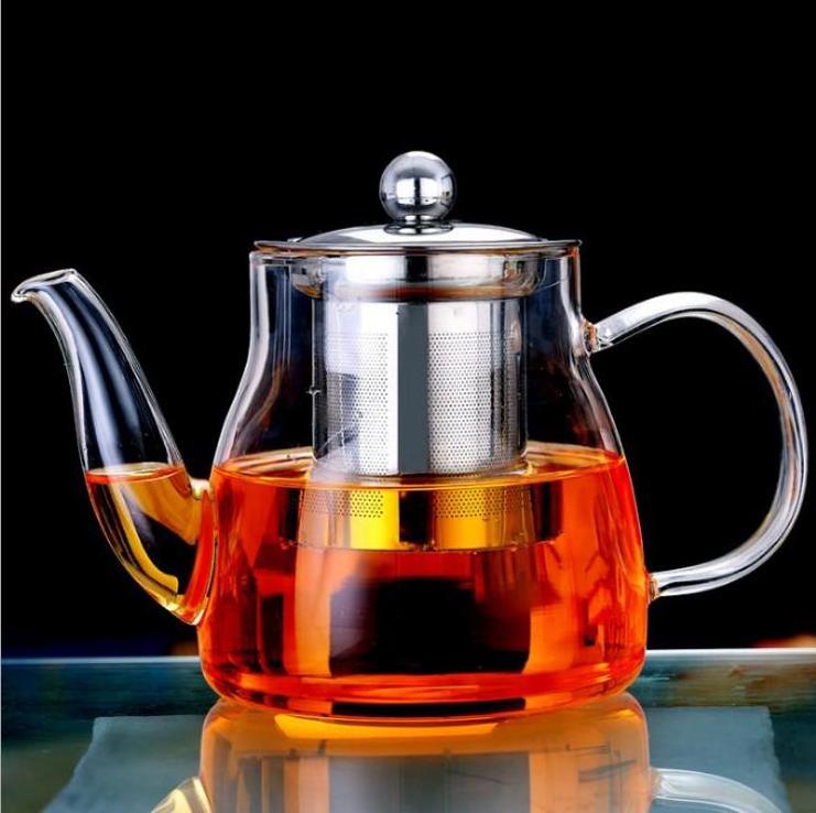 Food Grade Hot Sales Clear Borosilicate Small Heat Resistant Glass Teapot with Stainless Steel Tea Strainer