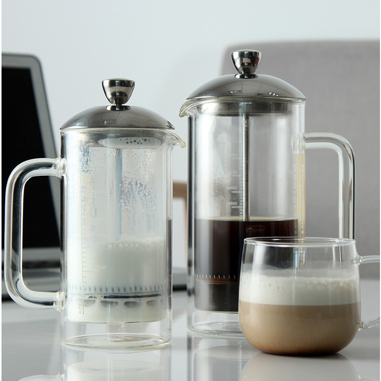 Double Wall Glass French Press Pot Insulated Glass Tea Coffee Maker