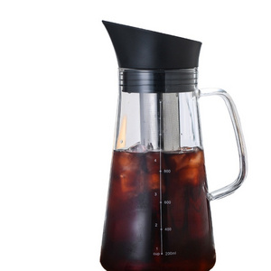 Airtight Glass Cold Brew Iced Coffee Maker Tea Maker With Spout Glass Pot Pitcher Carafe With Stainless Steel Infuser Filter