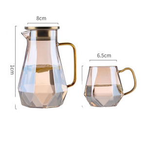 Hot Sale 50 Ounces Borosilicate Glass Plating Amber Color Water Filter Pitcher Carafe Decanter with Stainless Steel Lid