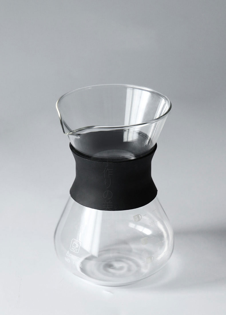 400ML Pour Over Drip Coffee Maker Hand Blown Glass With Paperless Filter and Carafe Pot