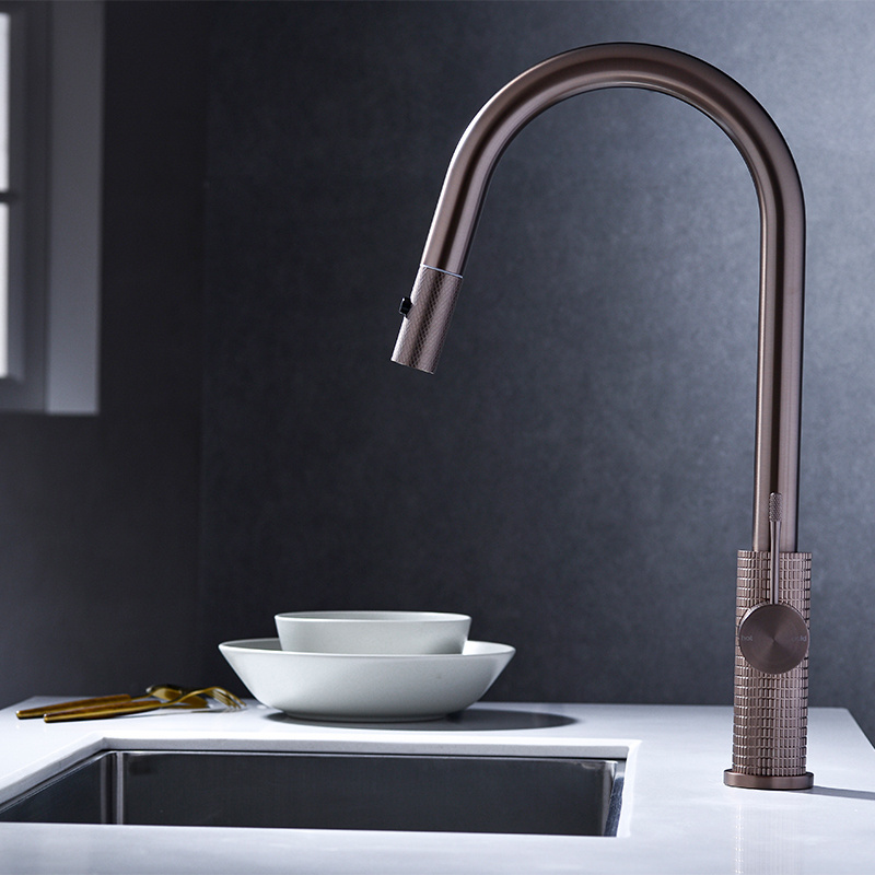 Sink Pull-out Tap Kitchen Faucet Desk Mounted Single Handle Faucet 2022 Luxury Brass Carton Box Rose Gold Modern Contemporary