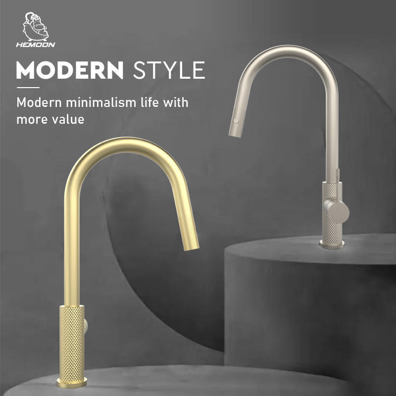 Single Handle Sink Mixer Luxury Commercial  Brass Modern Water Tap Pull Out Kitchen Sink Faucet