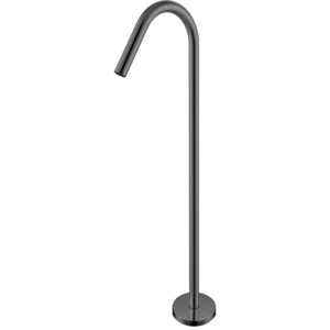 Modern Stylish Freestanding Round Goose Neck Floor Mounted Gun Metal Grey Free Standing Bath Spout Faucet