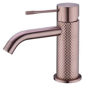 Luxury Brass Ltaly Designer Knurled Brushed Bronze Basin Taps Single Hole Mixer Hotel Bathroom  Faucets