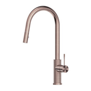 Watermarked Knurled Single Handle Water Tap Pull Down Out Kitchen Faucet Flexible Rose Gold Brass Modern New Luxury Carton Box