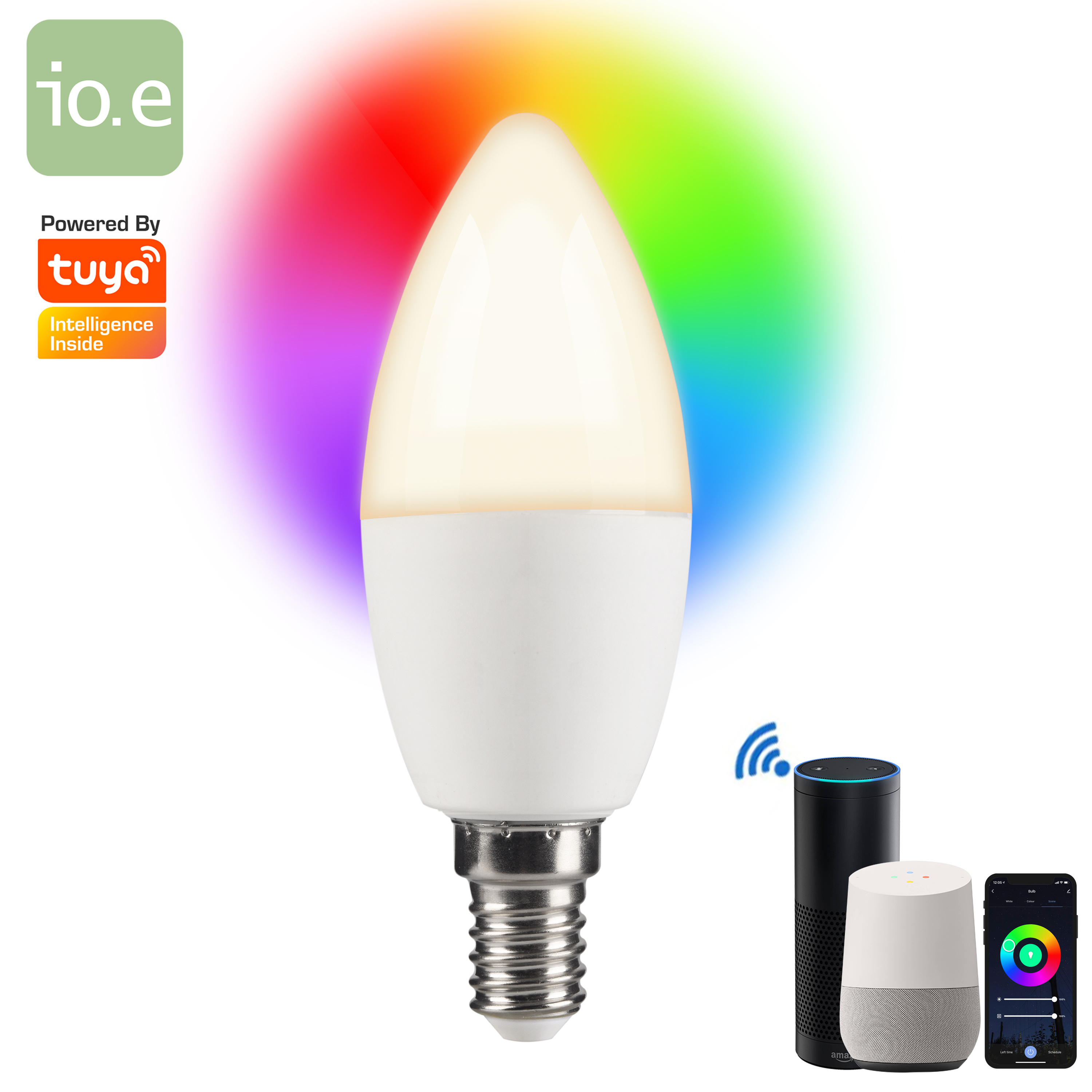 Smart Bulb E14 C37 RGBW WiFi No Hub Required Tuya Alexa and Google Home