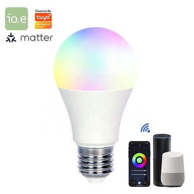 Matter Protocol Smart WiFi Bulb LED Tuya Smart Amazon Alexa and Google Home E27 A60 RGBCCT 9w