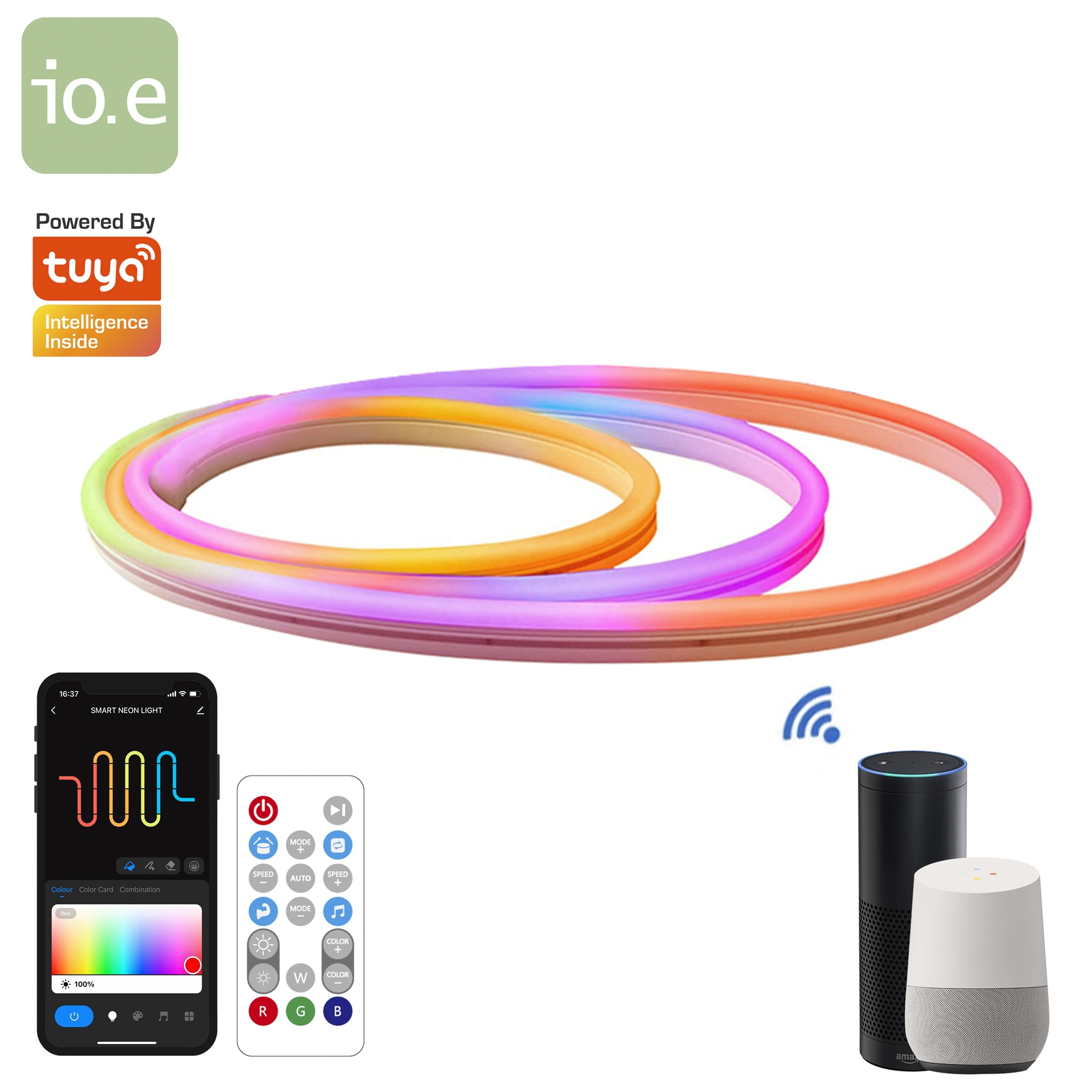 Smart Neon Rope Light WiFi LED 2m RGBIC IP67 Tuya Smart works with Alexa and Google Assistant