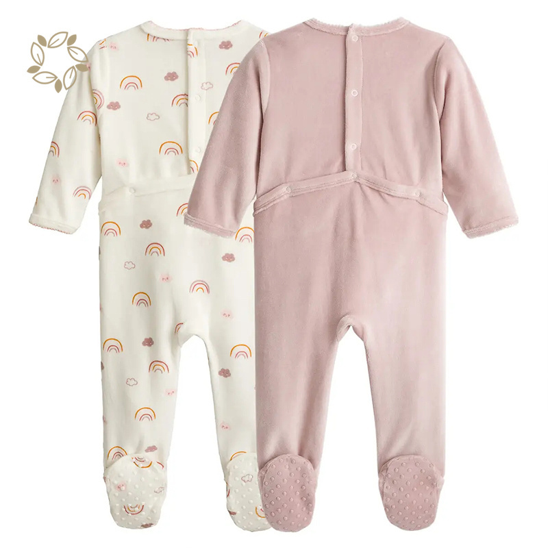 Organic cotton velour onesie for baby sustainable velour baby romper eco friendly velour baby clothes newborn sleepsuit jumpsuit